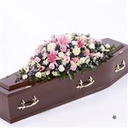 Pink Rose and Eryngium Casket Spray 