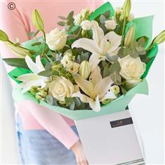 Wonderful White Rose and Lily Bouquet